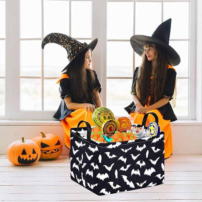 MAIZMZ Halloween Storage Basket Pumpkin Ghost Gift Basket for Kids Foldable Toy Box Waterproof Organizer Bin Laundry Nursery Hamper for Home Office Dorm Closet Shelf - Image 3