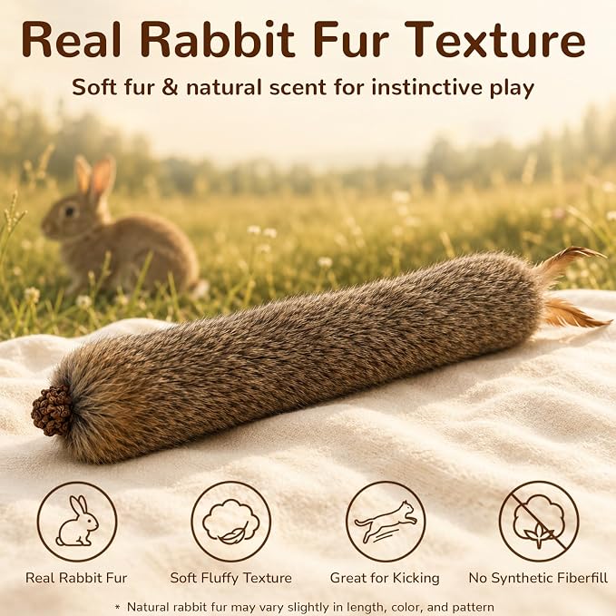 Agape Long Rabbit Fur Cat Toys, 3-Pack with Catnip & Silvervine Gall Fruit | 3-Pack Soft Furry Cat Toys for Indoor Cats and Kittens, Great for Biting, Chasing, Bunny Kicking and Self Play - Image 4