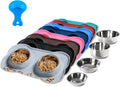 Hubulk Pet Dog Bowls 2 Stainless Steel with No Spill Non-Skid Silicone Mat + Pet Food Scoop Water and Food Feeder Bowls for Feeding Small Medium Large Dogs Cats Puppies ( Gray) by Hubulk