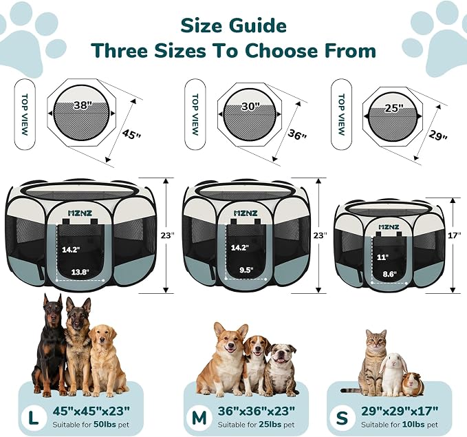 Dog Playpen, Portable Puppy Pet Crate Indoors for Small/Medium/Large Dogs Cats Rabbits, Foldable Dog Cage Enclosure for Outdoor, Pop Up Dogs Tent Kennel with Carrying Case, Grey - Image 2