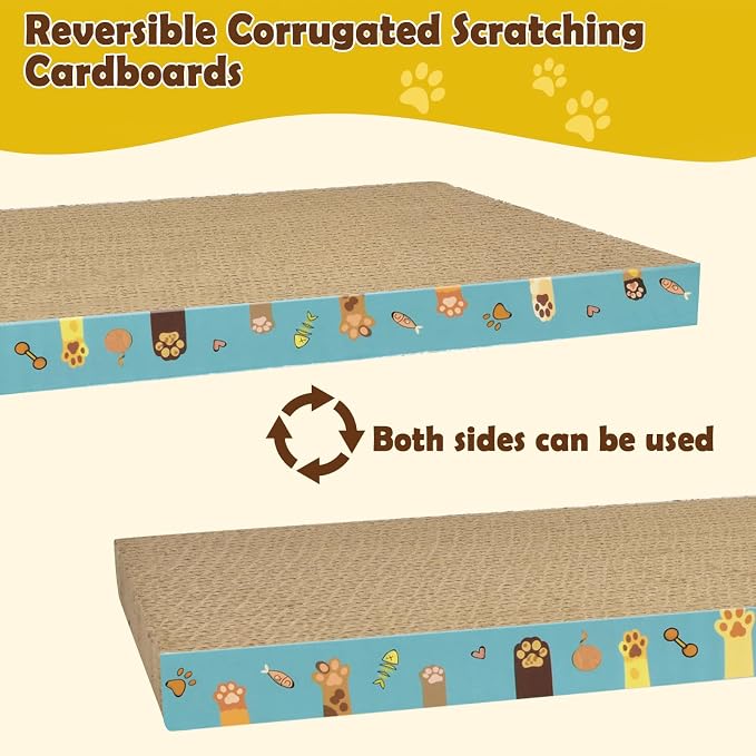 Cardboard Cat Scratcher 3 Pack Refill Reversible Cat Scratching Pad Durable Cat Scratchers for Indoor Cats Kitten to Protect The Furniture (Cat Paws) - Image 5
