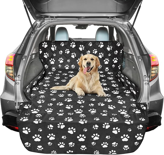 F-color SUV Cargo Liner for Dogs - Heavy Duty Trunk Cover for Midsize SUVs | Water Resistant Pet Cargo Cover with Bumper Flap, Non-Slip Trunk Mat, Dog Car Seat Cover Prevents Scratches Pet Hair Mud Dirt by F-color