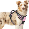 rabbitgoo Dog Harness Medium Sized, Updated Easy On & Off with 3 Buckles | No Pull No Choke, Walking with 2 Clips and Handle, Adjustable Soft Reflective, Pink, Medium by rabbitgoo