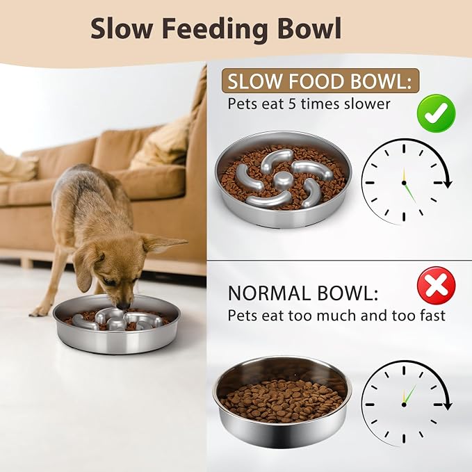 Slow Feeder Dog Bowl, 2 Cups Stainless Steel Heavy Duty Bowl Non-Slip Base | Puzzle Maze Non-Slip Design, Premium Heavy Duty Steel Structure, Slows Down Eating for Medium and Large Breed Dogs - Image 4