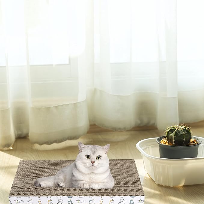 PatiencET Cardboard Cat Scratcher 5 Pack, Cat Scratching Board with Catnips | Flat Double-Sided Cat Scratch Pad for indoor Small Medium Cats Kittens - Image 6