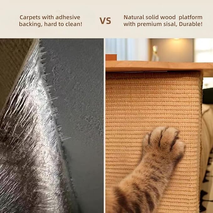 SHENGOCASE L Shaped Sofa Couch Corner Cat Scratching Post, Sisal Scratch Pad Mat, Armrest Protector with Replaceable Sisal Scratcher End Table - Image 8