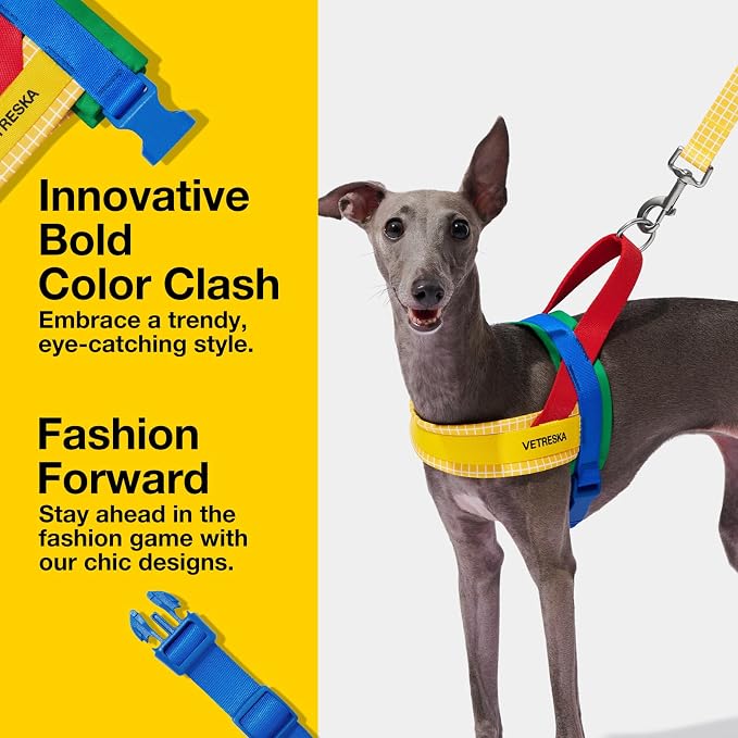 VETRESKA MoMA Dog Harness and Leash Set, Easy Walk Dog Harness, Yellow S | for Small Medium Dogs, No Pull Puppy Harness for Walking and Training, Adjustable, Take Control & Anti-Twist Pet Lead Combo - Image 3