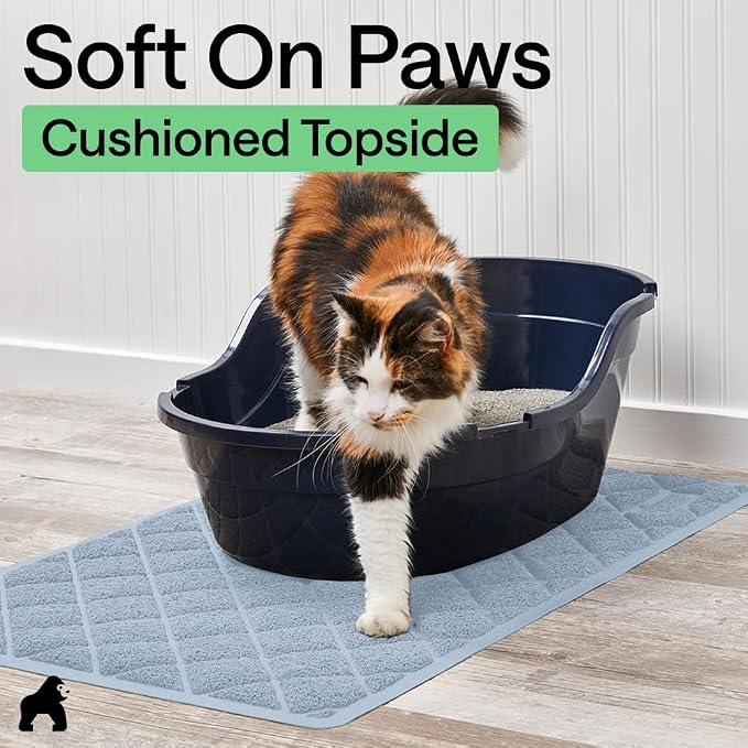GORILLA GRIP Cat Litter Box Mat, Cushioned Coil Mesh Litter Trapping Mats, Scatter Control Supplies for Less Mess, Phthalate Free, Ultra Deep Catch Grooves, Rinse or Vacuum to Clean, 24x17 Light Blue - Image 8