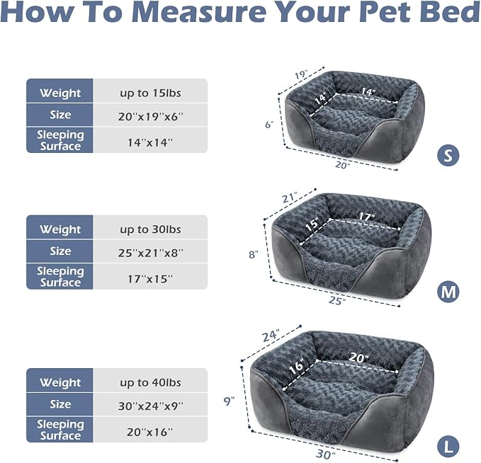 Rectangle Washable Orthopedic Dog Bed for Small, Medium and Large Dogs, Soft Calming, Sleeping Puppy Bed Durable Pet Cuddler with Anti-Slip Bottom, S (20"x19"x6") - Image 3