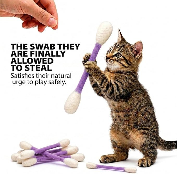Glaciart One Swabs Cat Toys with Catnip - 6 Pk | Durable for Chew, Cute Cat Toys Interactive Kitty for Boredom, Exercise, & Play | Filled w/Organic Catnip for Anxiety & as Digestive Aid | Gift Idea - Image 3