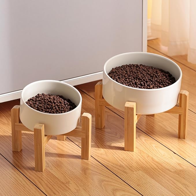 Elevated/Raised 15°Tilted Anti Slip Ceramic Dog Bowl for Medium & Large Breeds,Slanted Bulldog Big Face Pet Feeding Food Water Dish Stand for Dogs (7.6 Cups/60OZ) Beige - Image 6
