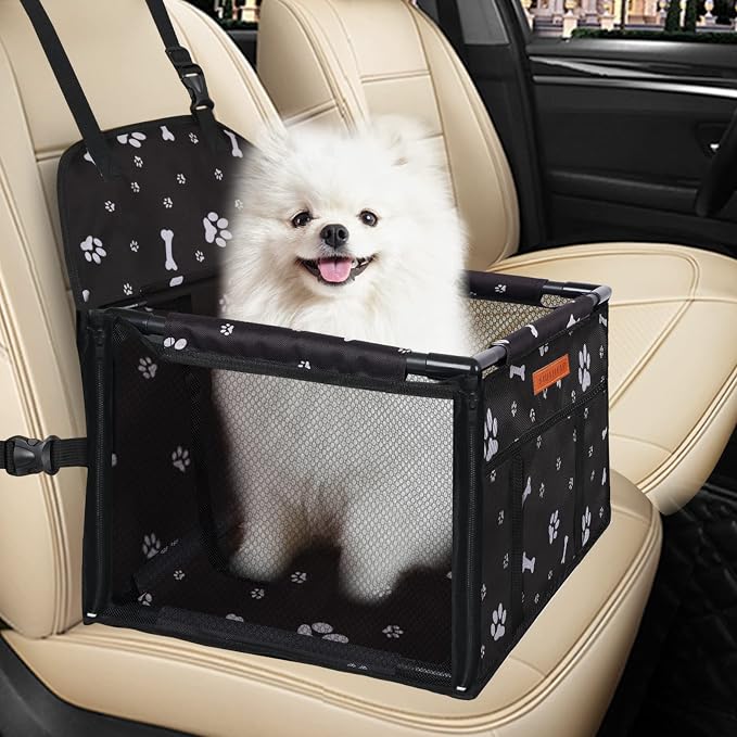 Dog Car Seat Puppy Portable Pet Booster Car Seat with Clip-On Safety Leash and Stable Fram, Anti-Collapse,Perfect for Small Pets by SWIHELP