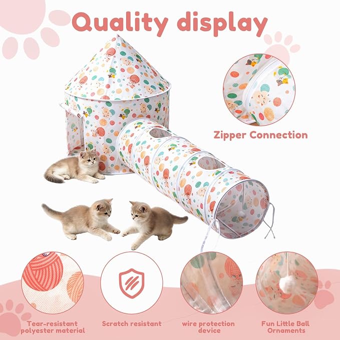Cat Bad Pop Up Collapsible Yurt Tent, Pet Rest Hut for Indoor | Foldable Cats Cave Hideout Pet Toys ,Cat Rest Hut for Bunny, Guinea Pig, Ferrets, Puppy - Image 3