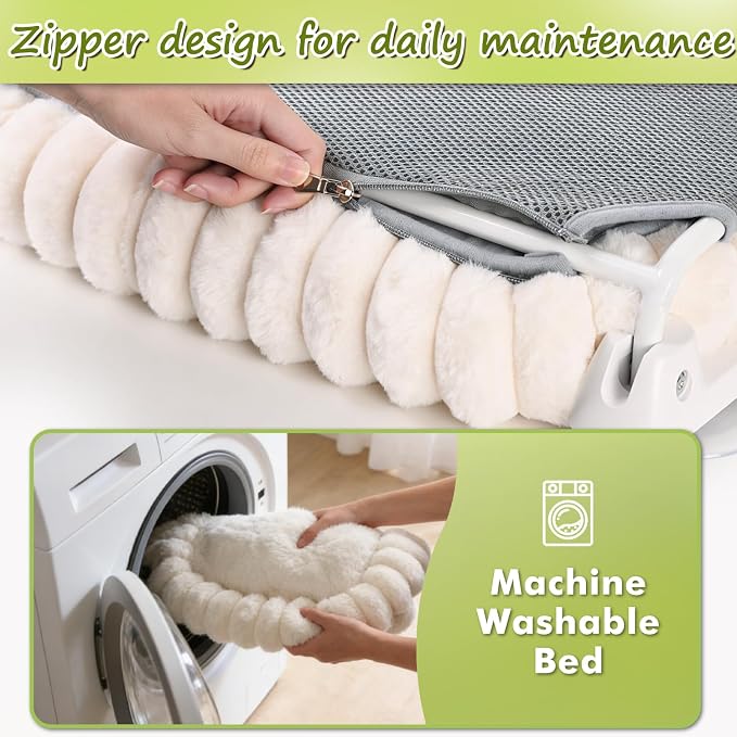 Zoratoo 2PC Cloud-Cuddle Cat Window Perch, Foldable Cat Hammock, M White | 2-in-1 Reversible Cover, Removable for Machine Wash, Stable Window Resting Seat with Large Suction Cups for Indoor Cats - Image 5