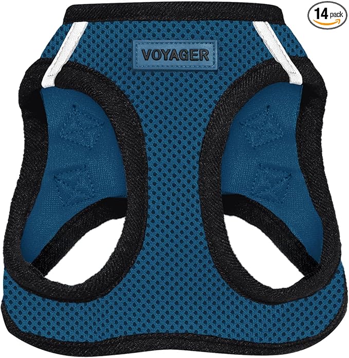Voyager Step-in Air Dog Vest Harness - Blue/Black Trim, Small | 14.5-16" in Chest, Reflective Bands, All Weather Breathable Air Mesh, Cats Compatible, Lightweight, Fast Drying by BestPetSuppliesLLC