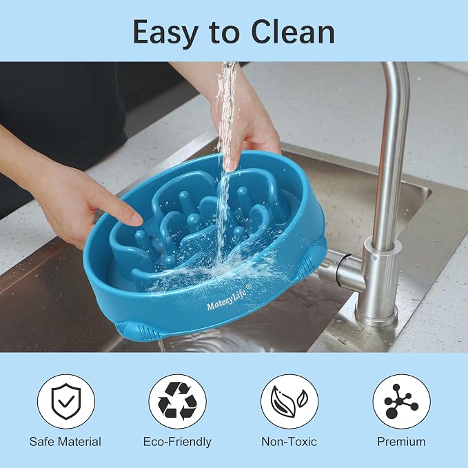 MateeyLife 2-Pack Slow Feeder Dog Bowls, 4 Cups, Dog Puzzle Feeder Bowl | Food-contact safe, dishwasher safe, non-slip base, maze design, for fast eaters, for dogs and cats, daily mealtimes - Image 7