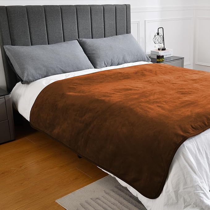 Soft Waterproof Blanket for Bed Couch Sofa, Caramel, 50x60 inches | Liquid Pee Proof Pet Blanket for Dog Puppy Cat, Reversible Sherpa Fleece Blanket for Couch Cover, Furniture Protector - Image 4