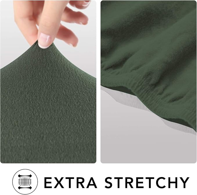 PureFit Stretch Chair Covers Fleece Couch Covers for Sofa Grayish Green | 1-Piece Spandex Couch Cover Soft Couch Protector, Sofa Cover Washable with Non Skid Foam and Elastic Bottom for Kids, Dogs - Image 4