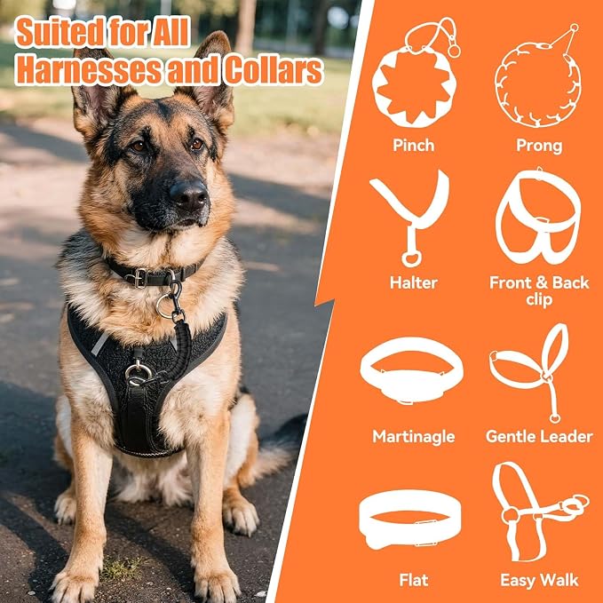 Dog Collar Safety Clip, Collar Companion, Handmade Backup Safety Strap, Double-Ended Clip Leash Connector, Suitable for Dog Harnesses, Prong, Pinch Collars (Black + Army Green, 2 Pack) - Image 6