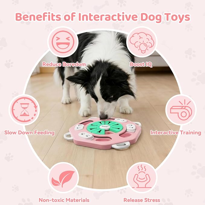 Dog Puzzle Toy for Smart Dogs, Interactive Dog Enrichment Toys,Level1(Pink) | For Small, Medium Dogs and Cats, Treat Dispensing, Mental Stimulation, to Keep Them Busy, Slow Feeder, IQ Training, Anti-slip - Image 5