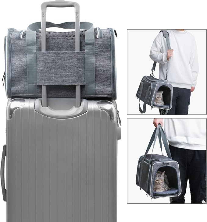 Cat Carrier - Portable Foldable Dog Pet Carrier, Soft-Sided Pet Bag up to 15 Lbs, Airline Approved Travel Puppy Carrier - Image 5