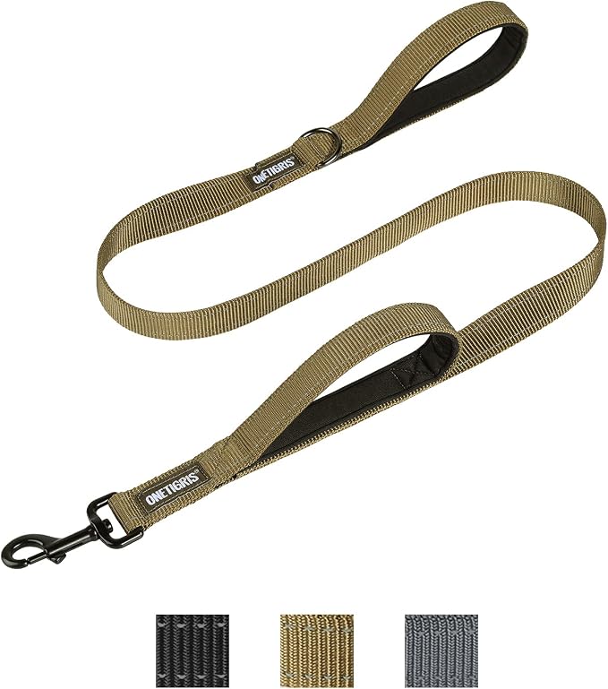 OneTigris No-Pull Dog Leash with Handle for Medium Large Dogs(Brown, 4FT) | Durable lead built for training & daily walks. Ideal drag line for strong pullers and large breeds like bully dogs. by OneTigris