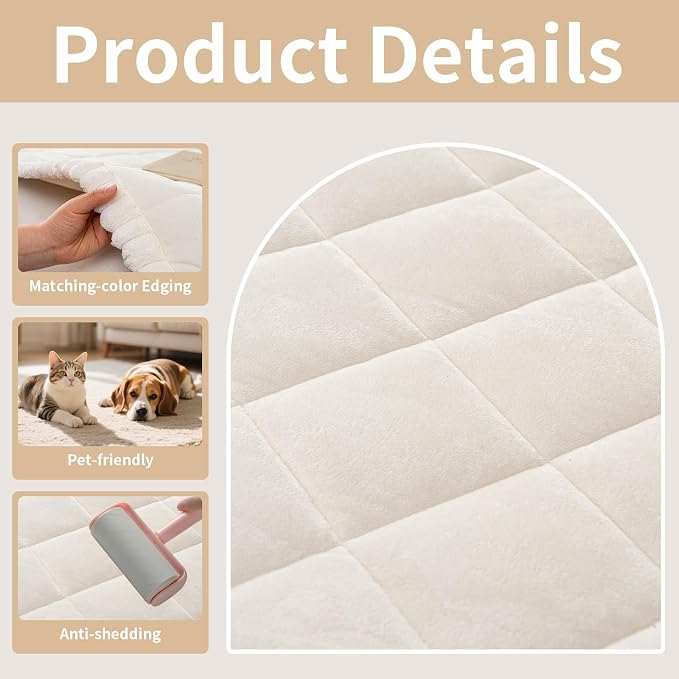 Couch Covers for Dogs, Pet Couch Covers for Loveseat, Couchs Protector for Dogs, Sofa Cover for Pets Washable, Dog Cover for Couch, Velvet Couchs Protector for Pets(1PC,Beige White,27.6"×59") - Image 3