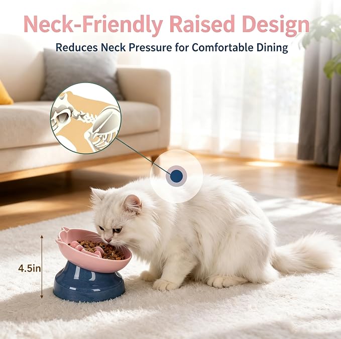 Ceramic Slow Feeder Cat Bowl, 15-Degree Tilted Non-Slip | Food-Grade Ceramic For Indoor Cats, 5.3 In Shallow Bowl, Whisker-Friendly, Dry And Wet Food, Dishwasher Safe - Image 3