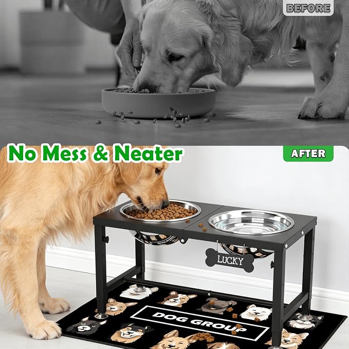 SHAINFUN Elevated Dog Bowls with Mat for Large & Extra Large Dogs, Raised Dog Bowl Stand with Two 101oz Stainless Steel Bowls, Tall Dogs Food Water Bowl Holder - Image 6