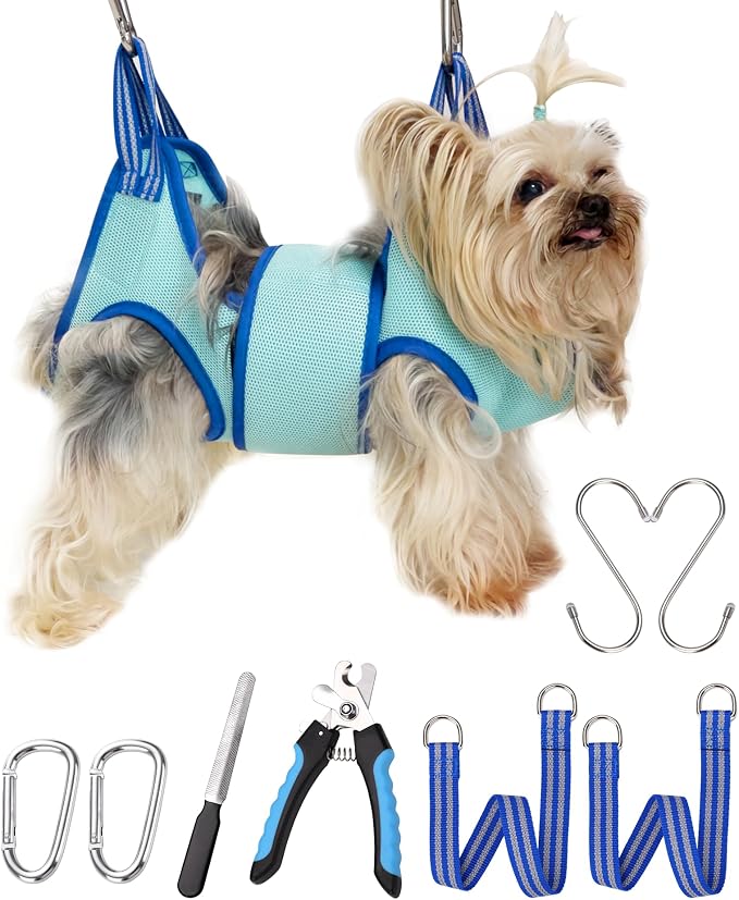 Kkiimatt Dog Grooming Hammock, XXS Dog Hanging Harness Holder for Nail Clipping,Nail Trimming Hammock, Grooming Sling Hanger Restraint Bag with Wide Strap Sewed by Kkiimatt