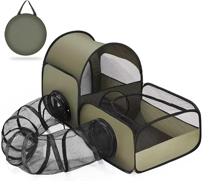 Tailtastic Indoor/Outdoor Cat Playpen with Surround Tunnel 2 Zones Green | escape-proof enclosed enslosure,lightweight foldable for travel, ideal for indoor cats, multi-cat homes & birthing - Image 2