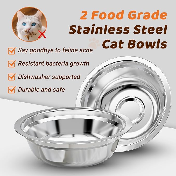 Upgraded Raised Cat Bowls,Elevated Bowls for Indoor Cats with Height Stand,Non-Slip Stainless Steel Cats Bowl,10° Tilted Cat Food Bowls (Black Collapse, 2 Pack) - Image 7