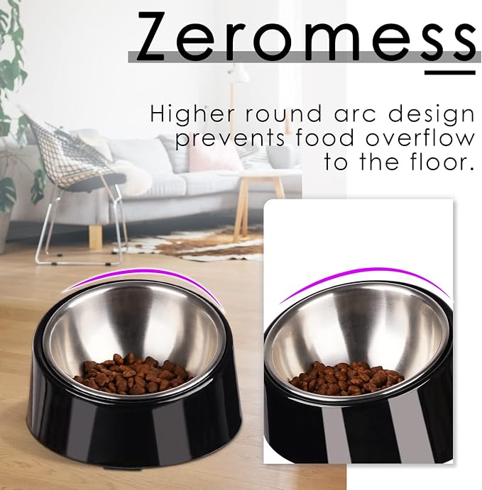 SUPER DESIGN Mess Free 15 Degree Slanted Bowl for Dogs and Cats 0.5 Cup Black - Image 6