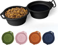 Pup Culture Dual Collapsible Dog Bowls | Silicone Travel Water Bowl for Dogs | Food Grade, No Plastic Rim, Portable Dog Bowl for Food and Water - Easy to Clean | BPA Free and Safe for Your Pup-Black by PupCulture