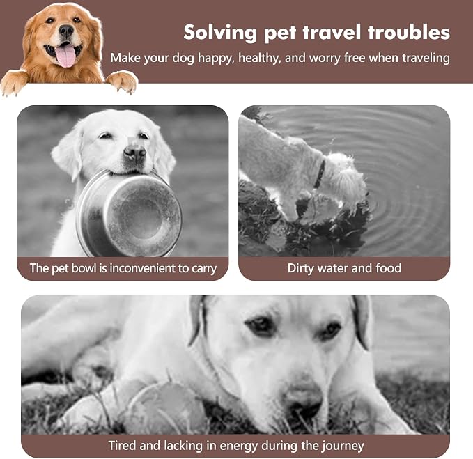 Collapsible Dog Bowls, Travel Food and Water Double Bowl for Cats & Dogs, 2-in-1 Portable BPA-Free Feeding Solution, Perfect for Traveling, Camping & Walking (L/ 100oz) - Image 2