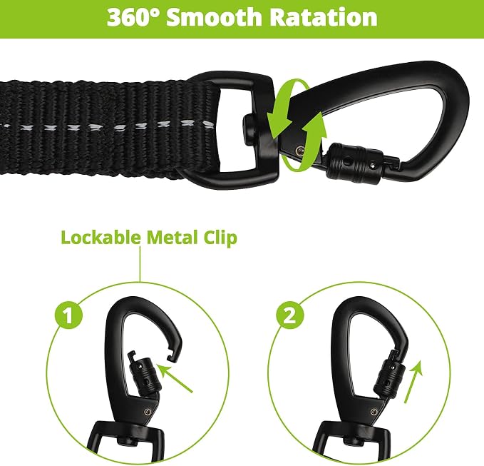 Long Dog Leash 50 FT: Heavy Duty Rope Leashes for Dogs Training with Swivel Lockable Hook Reflective Threads Bungee and Padded Handle - Dog Lead for Large Small Medium Dogs Outside Walking Hiking - Image 3