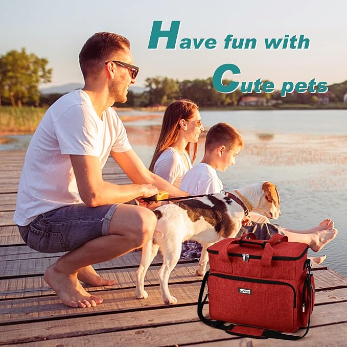 BAGLHER Dog Travel Bag, Pet Travel Bag (ALL Pet Travel Supplies), With 2 Pet Food Containers and 2 Collapsible Silicone Bowls; Essential Kits for Pet Travel Red - Image 7