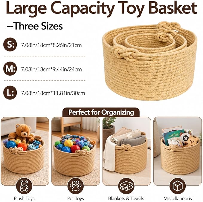 Personalized Dog Toy Basket with Name, Custom Puppy & Kitten Toy Storage Bins, Personalized Cute Handmade Cotton Rope Organizer for Snacks, Pet Supplies, Birthday Gifts Basket for Pets (A1) - Image 2