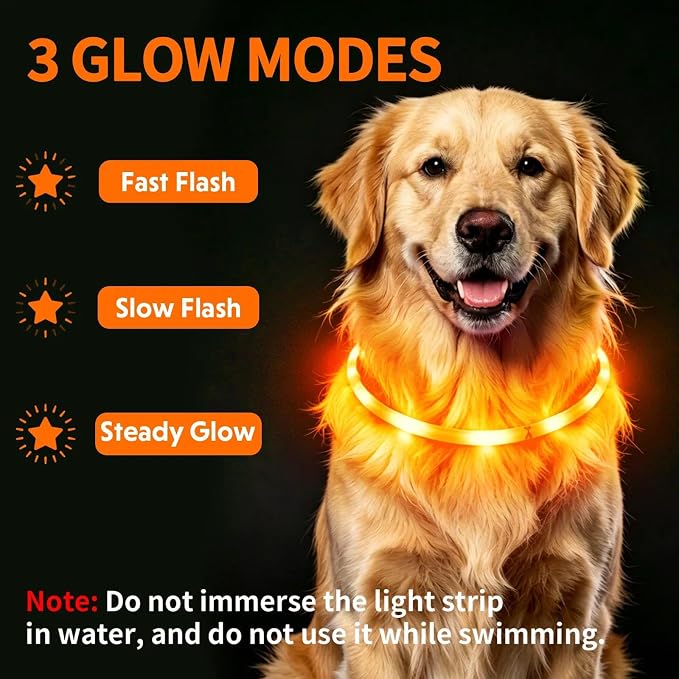 LaRoo LED Dog Collar, USB Rechargeable Flashing Light Dog Collar, Nighttime Safety, Cuttable Size for Small Medium Large Dogs, Makes Your Pet Visible in The Dark (Orange) - Image 4
