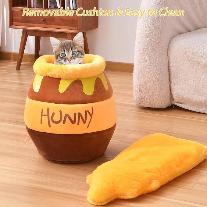 Honey Pot Cat Cave Bed, Soft and Thick Rebound Sponge Pet Nest with Removable & Washable Cushion, Cute Cartoon Design for Small Cats and Breeds - Image 5