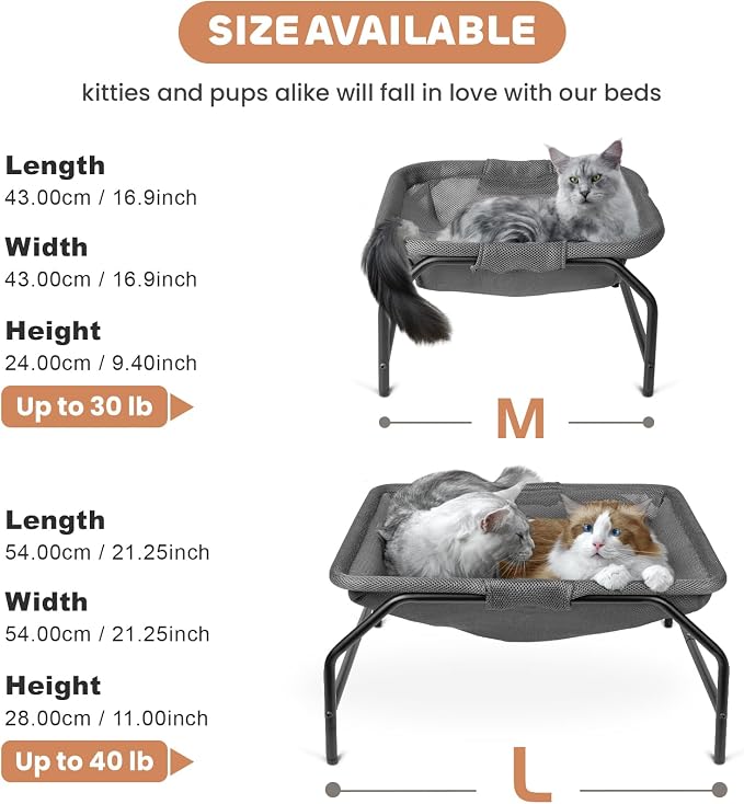 Large Cat Hammock Bed - Free-Standing (Gray) | Cat Sleeping Cat Bed Pet Supplies Whole Wash Detachable Excellent Breathability Easy Assembly Indoors Outdoors - Image 6