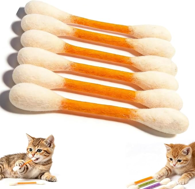 Cotton Swabs Cat Toys with Catnip,6Pack Giant Kitten Chew Sticks for Indoor Boredom,Durable Big Kitten Chew Dental Teething Ropes,Big Interactive Felt Kitty Kicker Play Lover Gift Accessories (Orange) by Unknown