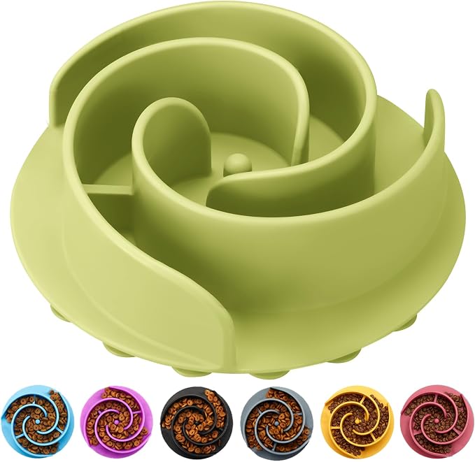 Slow Feeder Dog Bowls Insert, Animire Soft Silicone Slow Eating Dog Food Bowl for Small, Medium and Large Dogs, Compatible with Regular and Elevated Bowls by Animire