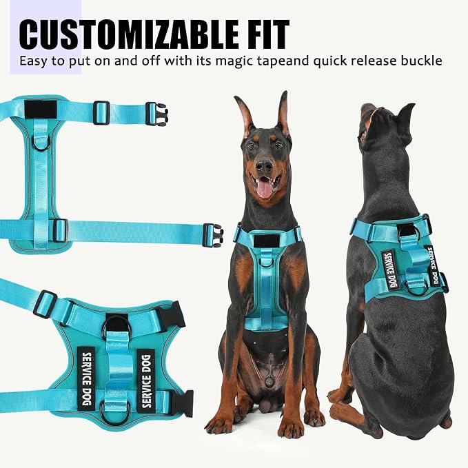 Service Dog Harness, Reflective Dog Vest Harness with 5 PCS Patches, Adjustable Soft Oxford Pet Harness, Inner Layer Mesh, Easy to Control for Small Medium Large Dogs - Image 5