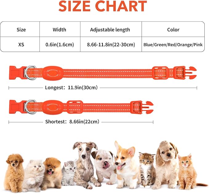 Illumifun Light Up Dog Collar for Small Dogs Cats, Rechargeable LED Dog Collar Glow at Night, Adjustable Nylon LED Cat Collar Light (Orange, X-Small) - Image 8