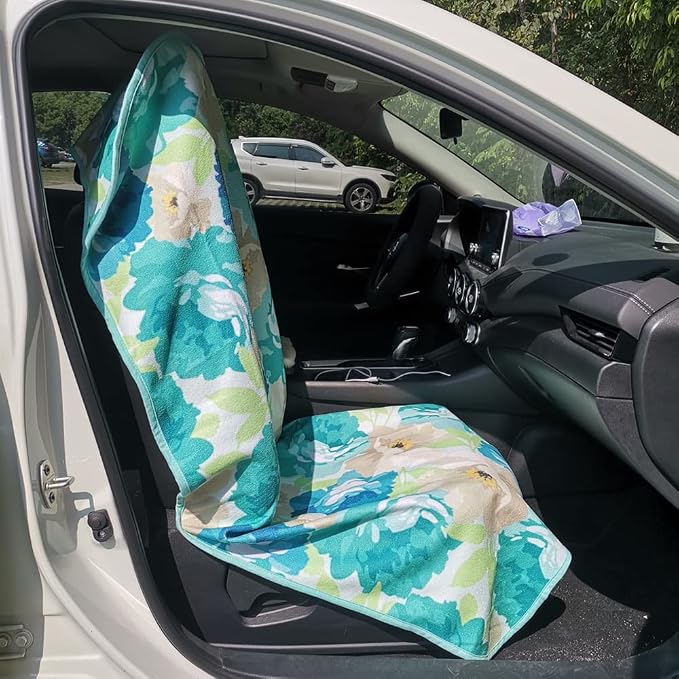 Car Seat Cover Protector Front Seats,for Gym Workout,Running,Swimming,Beach and Hiking,Waterproof Sweat Towel Bucket Seat Covers for Cars SUV Trucks (Chrysanthemum, 2Pcs) - Image 8