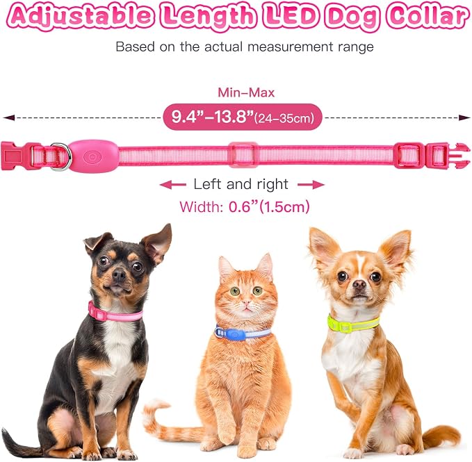 LED Light Up Dog Collar for Night Safety Walks, Pink, S | USB rechargeable, waterproof & pet-safe, 3 lighting modes, long-lasting glow, adjustable S/M/L, soft comfy daily walk fit - Image 3