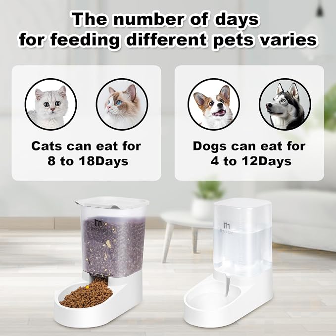 Marchul Dog Feeder and Water Dispenser, Automatic Gravity Dog Food Dispenser, Pet Food Dispenser Set for Small Medium Dogs Puppy Kitten (1 Gallon / 3.8L with Silicone Mat) - Image 3