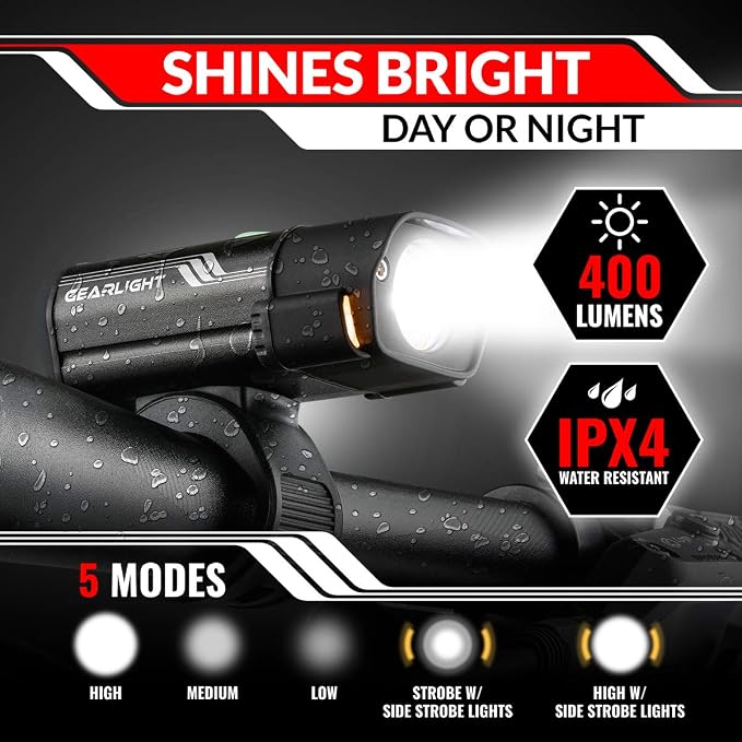 Bike Lights for Night Riding, USB Rechargeable Front and Back Lights, LED Bicycle Headlight and Tail Light Set, Water Resistant Bike Lights Rechargeable for Mountain Bikes, Kids Bike Light, MTB Light - Image 3