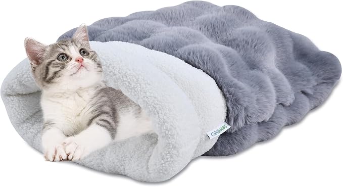 3 in 1 Semi-Enclosed Self Warming Burrow Cat Bed Sleeping Cave | Keep Warming, Machine Washable, Easy to Clean, Soft & Comfortable, Pet Beds fo Cats & Dogs, Cozy Privacy Nook by GOOPAWS